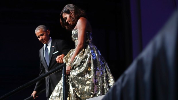 US President Barack Obama and Michelle Obama at the Congressional Black Caucus Foundation's annual Legislative Conference Phoenix Awards Dinner on September 17 this year.
