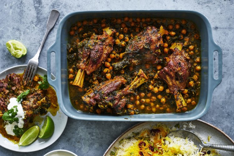 Persian-style chickpea and lamb shank stew.