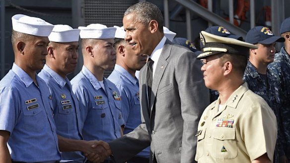 South China Sea dispute: Barack Obama visits Philippine warship ...