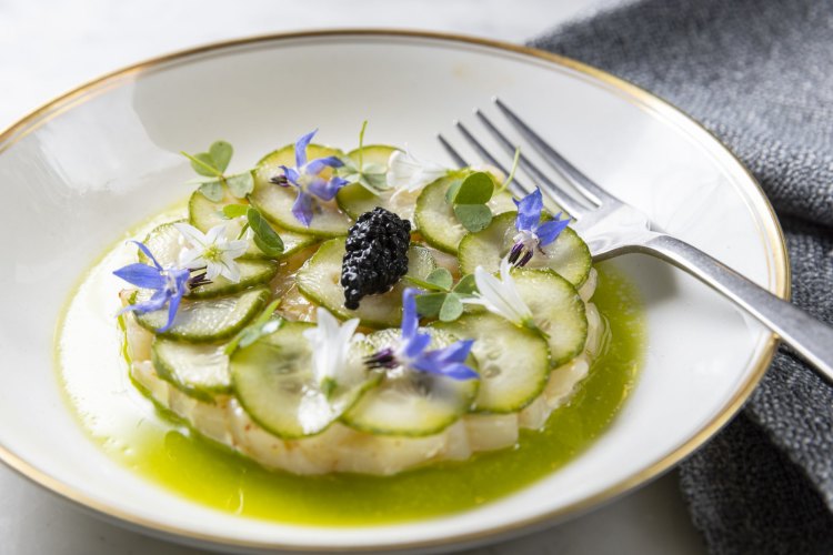 Scallop tartare with caviar at Tartine in Richmond.