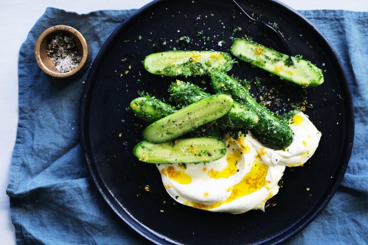 Andrew McConnell's cucumbers, yoghurt and mint.