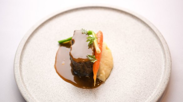 Beef cheek with potato cream.