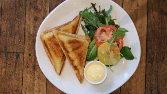 Jaffle stuffed with rotisserie chicken at Boronia Kitchen.