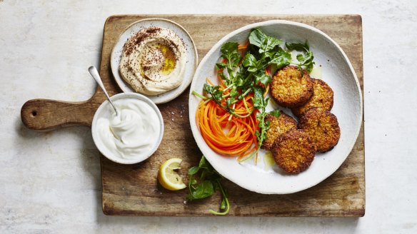 'Naked' cauliflower and kimchi falafels.
