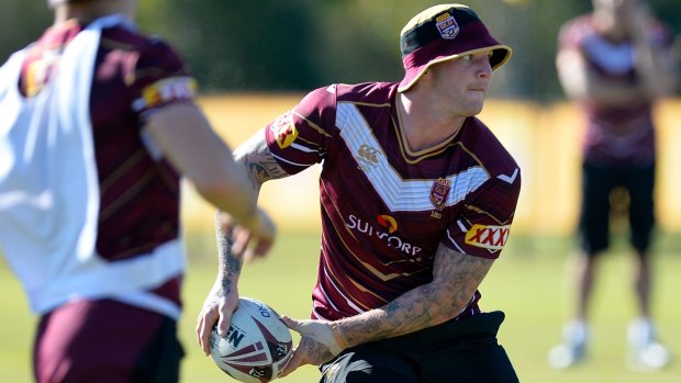 Dominated: Josh McGuire, during a Maroons training session, was on the back foot in the Origin series, say the NSW camp.