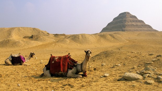 The pyramid of Zoser at Sakkarah, near Cairo in Egypt.