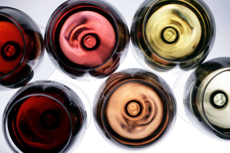 Red to white wines.