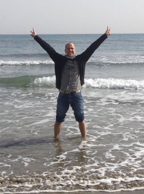 Peter Greste's first tweet since being freed from prison showed him in the sea in Cyprus.  