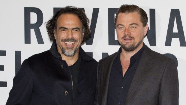 Mexican director Alejandro Gonzalez Inarritu, left, and Leonardo DiCaprio during a press event to promote <i>The Revenant</i> in Mexico City last month.