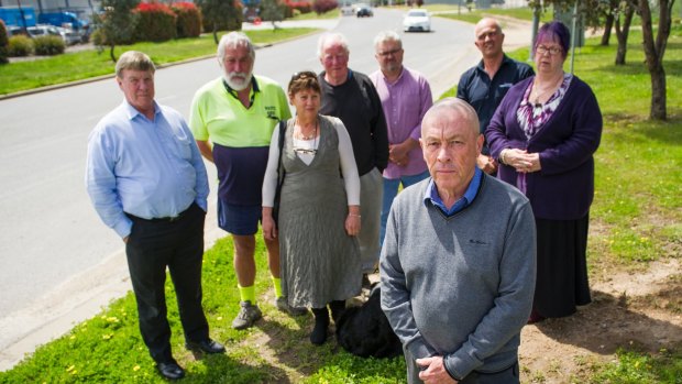Mike Steele and members of the Hume Traders Association, Dennis Ogden, Stuart Craig, Robyn Barron, John Convine, Peter Terho, Richard Palmer and Kathryn Stefaniak, who are opposed to a plastics-to-fuel factory in Hume.