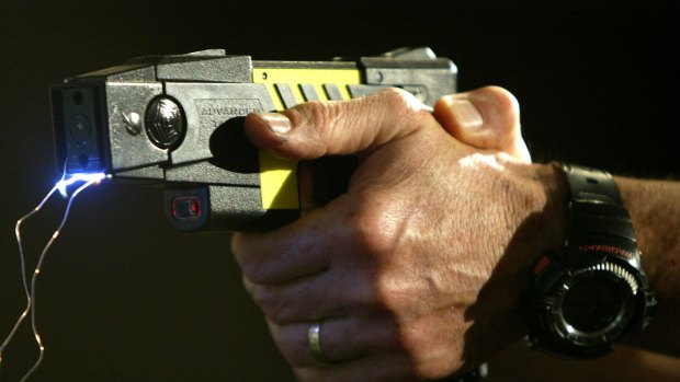 A man is in hospital after he was stunned by a Taser. 