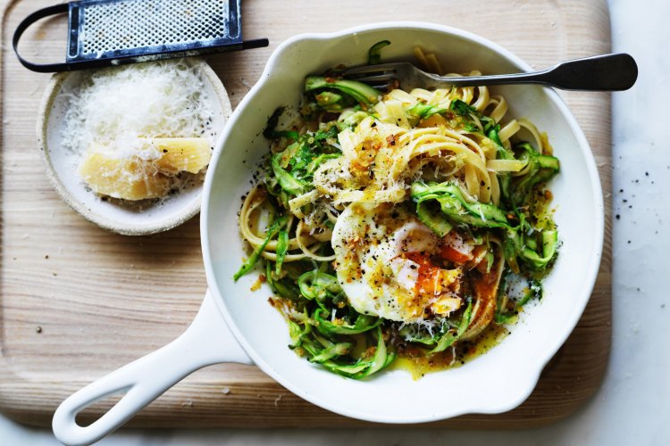 Asparagus and parmesan fettuccine.