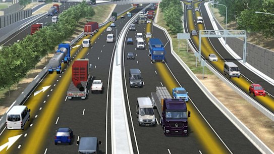 An artist's impression of part of the WestConnex project.