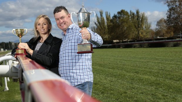 Queanbeyan trainer of Landlocked, Joe Cleary, with wife Sharlene Cleary.
