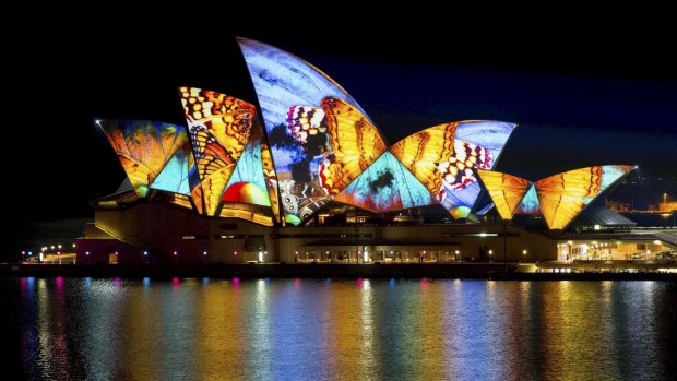 The Sydney Opera House sails during the 2014 Vivid Sydney festival. 