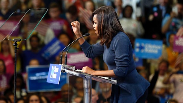 First lady Michelle Obama making a point.