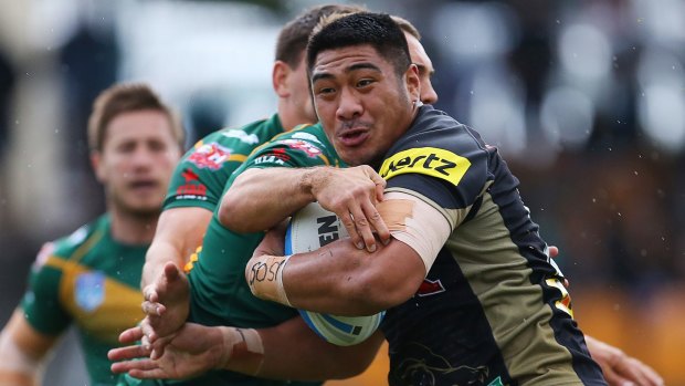 The rise of Moses: Penrith's Moses Leota takes on Wyong Roos in the Intrust Super Premiership.