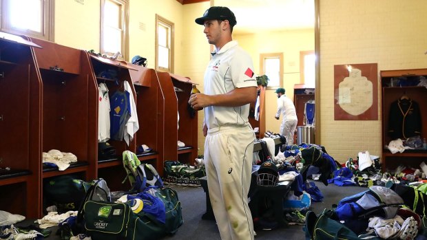 Under-employed: Hilton Cartwright in the change rooms after Australia's victory.