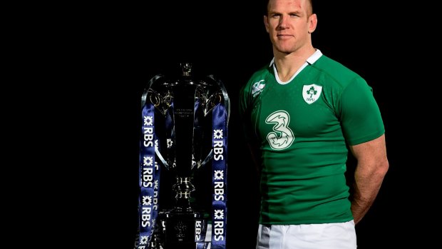 New silverware: Captain Paul O'Connell, of defending champions Ireland, stands with the new six-sided Six Nations trophy. The Six Nations starts next week.