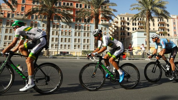 Canberra's Michael Matthews missed out on a medal by centimetres in the men's road race at the world championships in Doha.