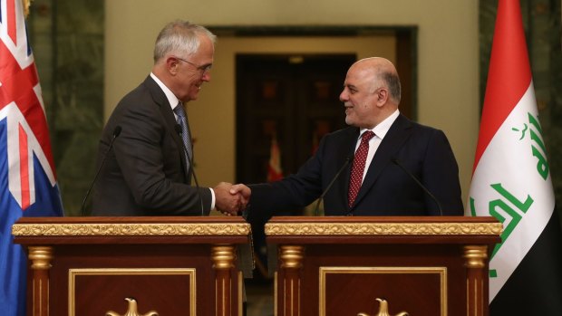 Prime Minister Malcolm Turnbull and Iraqi Prime Minister Haider al-Abadi.