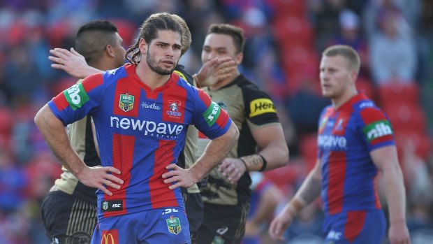 Lost season: Jake Mamo's face says it all for the hapless Knights.