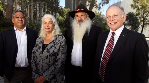 Members of the Indigenous Committee meet in Melbourne to discuss constitution changes in 2011. From left, Noel Pearson, Marcia Langton, Patrick Dodson and Mark Leibler.