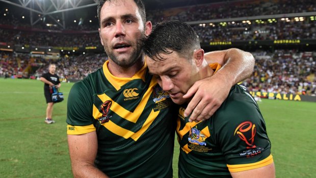 End of an era: Cameron Smith (left) and Cooper Cronk played their last game together with Australia winning the World Cup final in November.