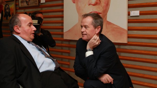 Opposition Leader Bill Shorten (right) at the National Reform Summit on Wednesday with Craig Wallace, of People with Disability Australia.