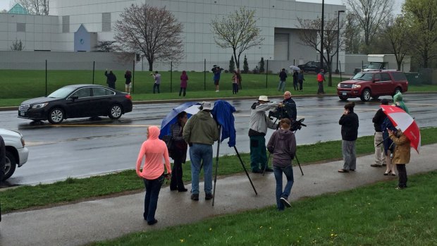 Crowds outside the sprawling Paisley Park residence as news of Prince's death spread. 