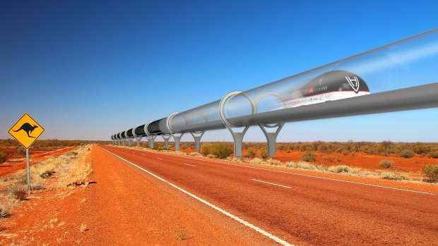 An artist's impression of the Hyperloop, which could travel from Melbourne to Sydney in under an hour. 