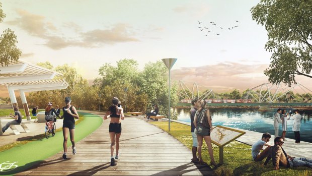 Impression of the greater Parramatta proposed redevelopment at Silverwater Park. 