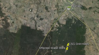 Location of the wells near Narrabri and the Pilliga Forest.