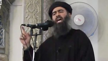 Islamic State leader Abu Bakr al-Baghdadi in Mosul in 2014.