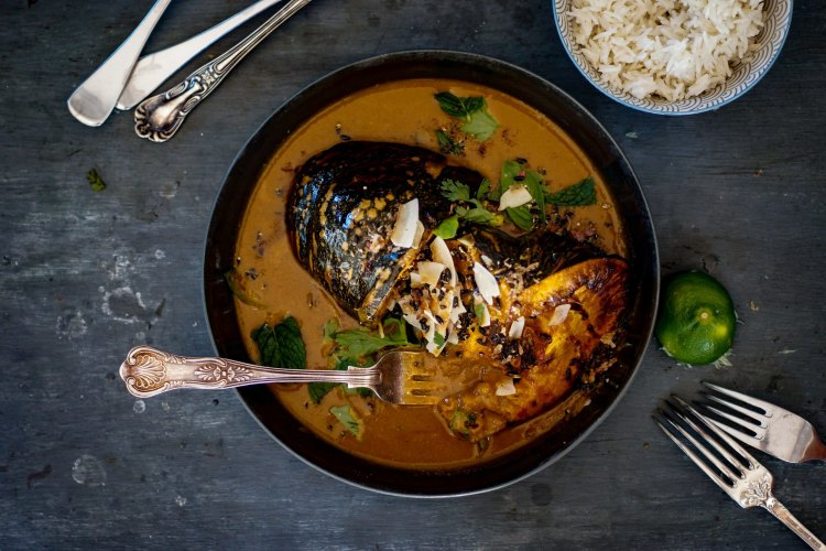 Pumpkin rendang curry.