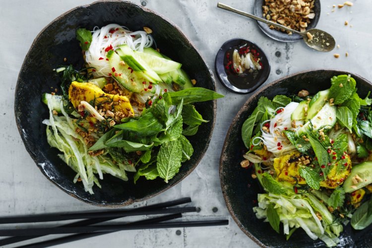 Vietnamese rice noodles with nuoc cham.