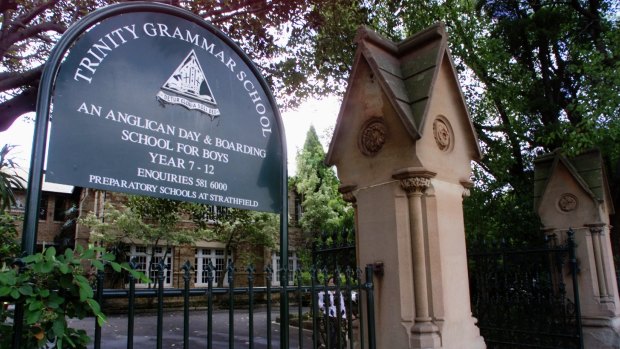 The main school entrance of Trinity Grammar
