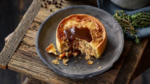 Broomfields Christmas pie with pot-roasted free-range turkey and pork.