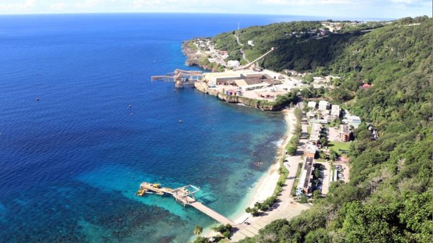 The main port at Christmas Island, Flying Fish Cove.