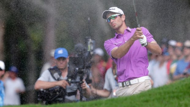Out of trouble: Jordan Zunic plays from the sand during the third round of the Australian PGA.
