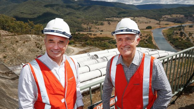 PM Malcolm Turnbull with Snowy Hydro CEO Paul Broad during his tour of the Snowy Hydro on Thursday.