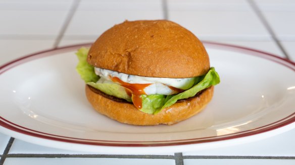 Prawn roll with fermented lemon and dill mayo.