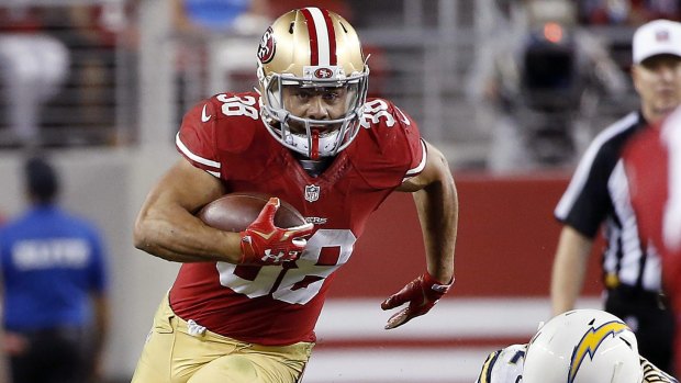Plane sailing: Hayne memorably played a season in the NFL with the 49ers in 2015.