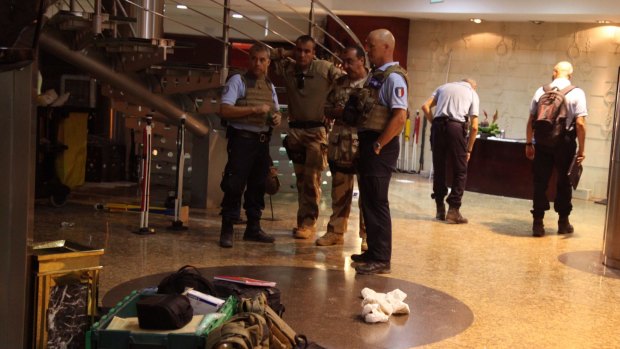 French troops in the Radisson Blu hotel after the attack.