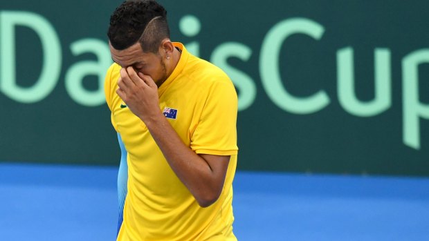 Over and out: Nick Kyrgios went down in straight sets to Alezander Zverev. 
