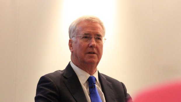 Sir Michael Fallon, Britain's Defence Secretary, at a fringe event at the Tory party conference in Manchester, October 2017.