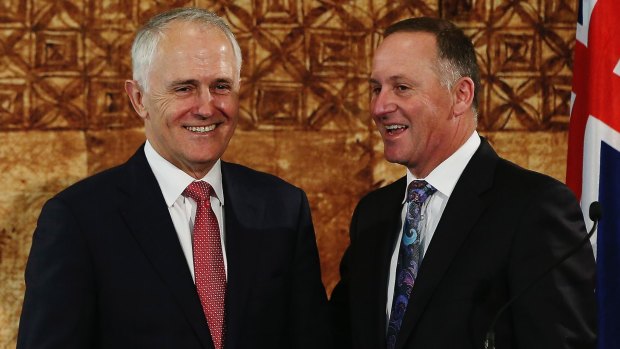 Malcolm Turnbull with his role model, John Key, in October.