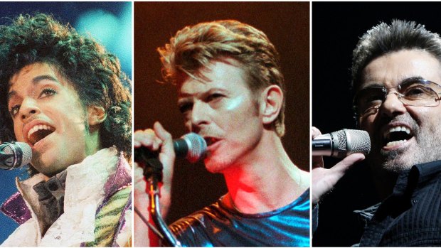 (From left) Prince, David Bowie and George Michael. Three influential singers whose performances will live on.