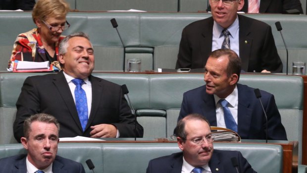 Mr Hockey nad Mr Abbott during question time.