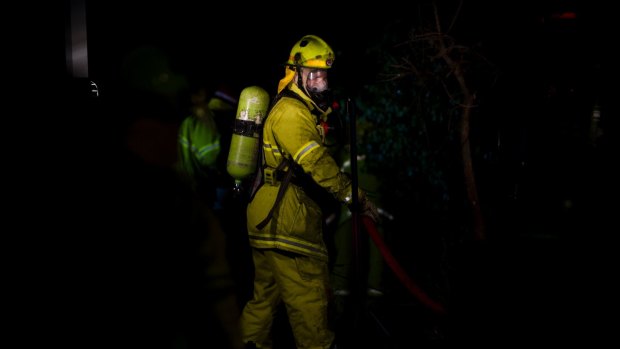 Guests in 35 rooms of a south Canberra hotel were evacuated on Saturday night because of a fire in a laundry.